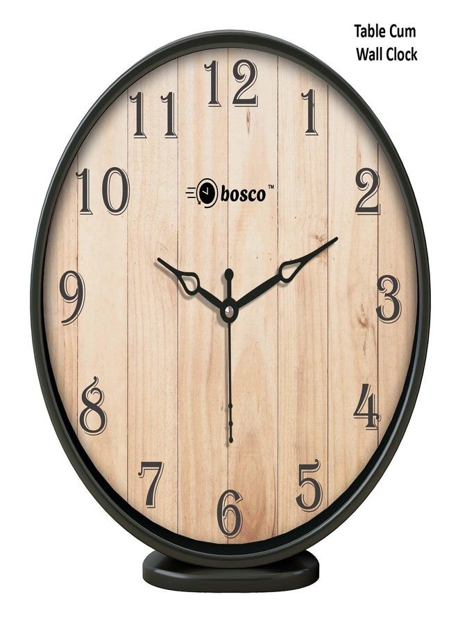 Bosco Modern Non Ticking Silent,Rustic Wooden Face with Black Frame, 20 CM Table Cum Wall Clock for Home, Living Room, Bed Room, Office and Kitchen- BWC-1201 - Image 5